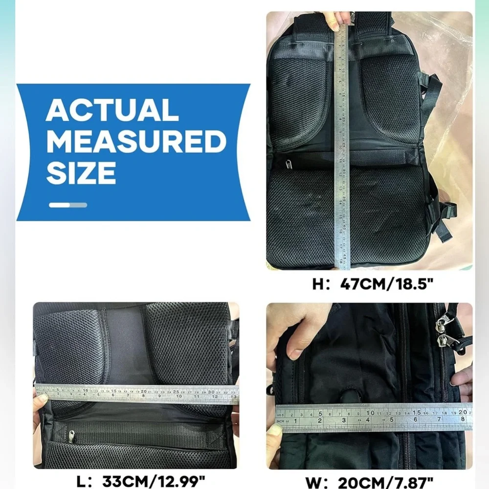 NWT- Travel Carry On Backpack in Black - Picture 4 of 15